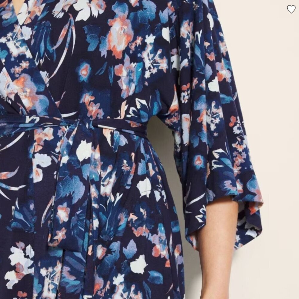 SOMA Cool Nights® Short Robe in Phantom Floral Navy, size S, New With Tags: - Picture 3 of 5